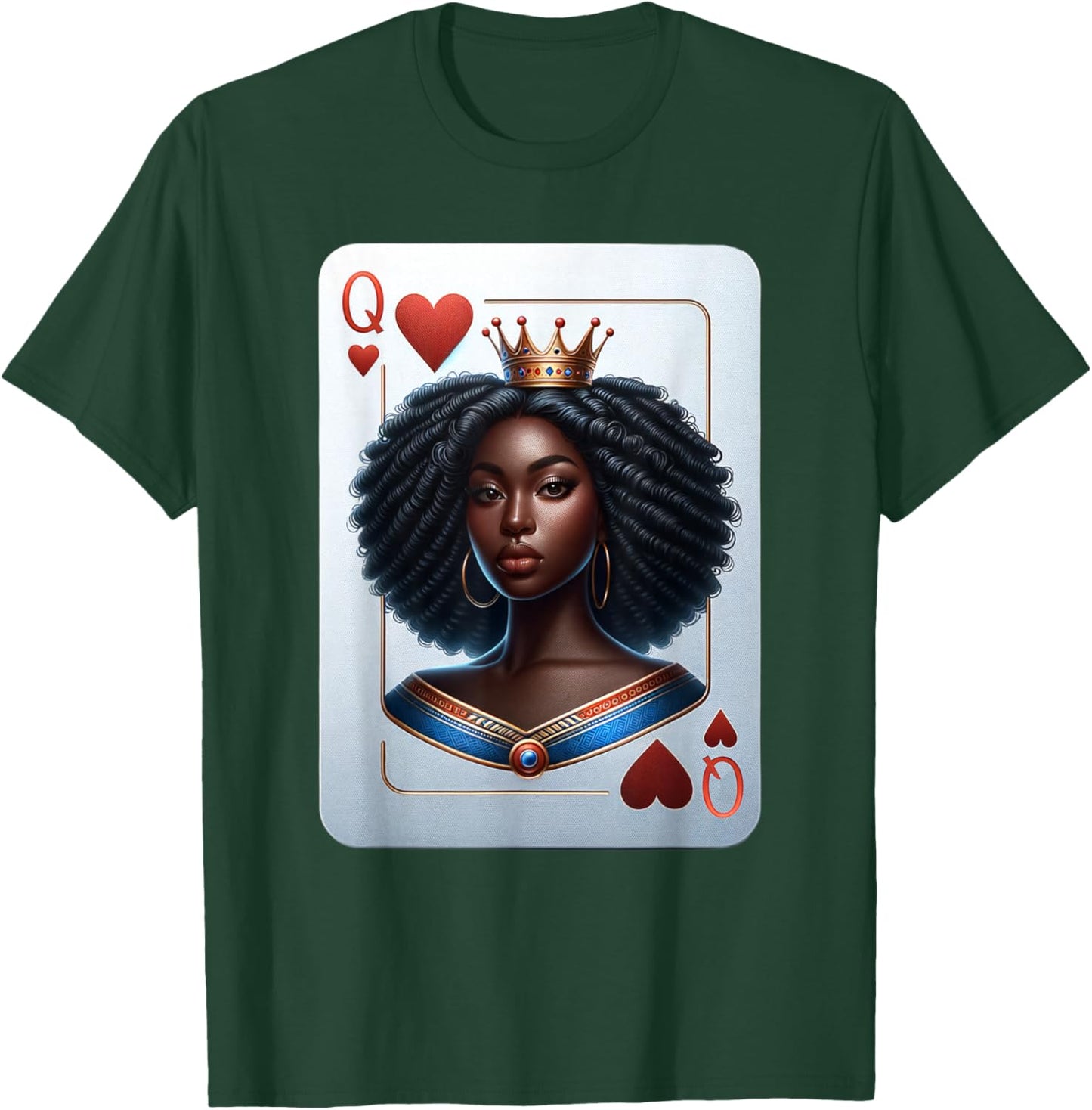 Black Queen of hearts card deck game proud black woman T-Shirt - T-Shirt | Forest