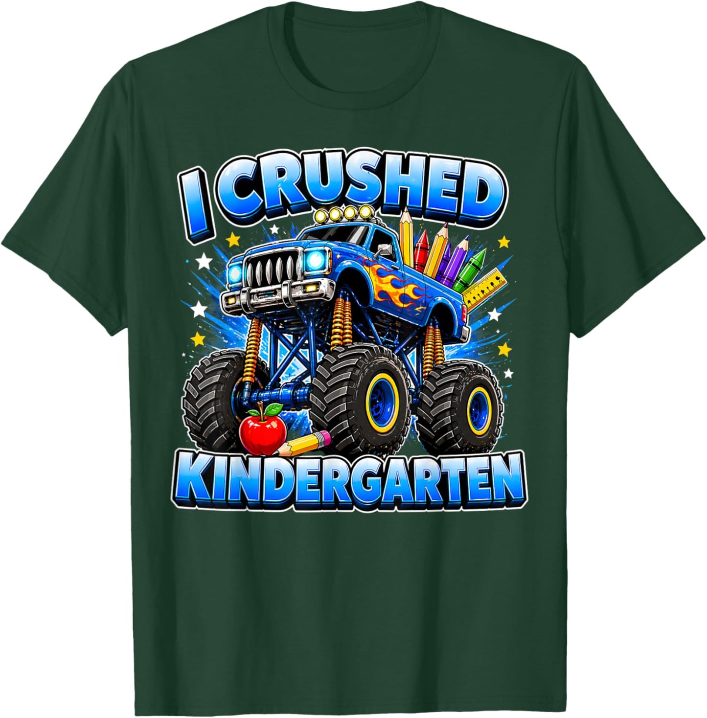 I Crushed Kindergarten Monster Truck Graduation Grad Boys T-Shirt - T-Shirt | Forest