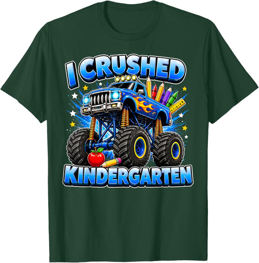 I Crushed Kindergarten Monster Truck Graduation Grad Boys T-Shirt - T-Shirt | Forest