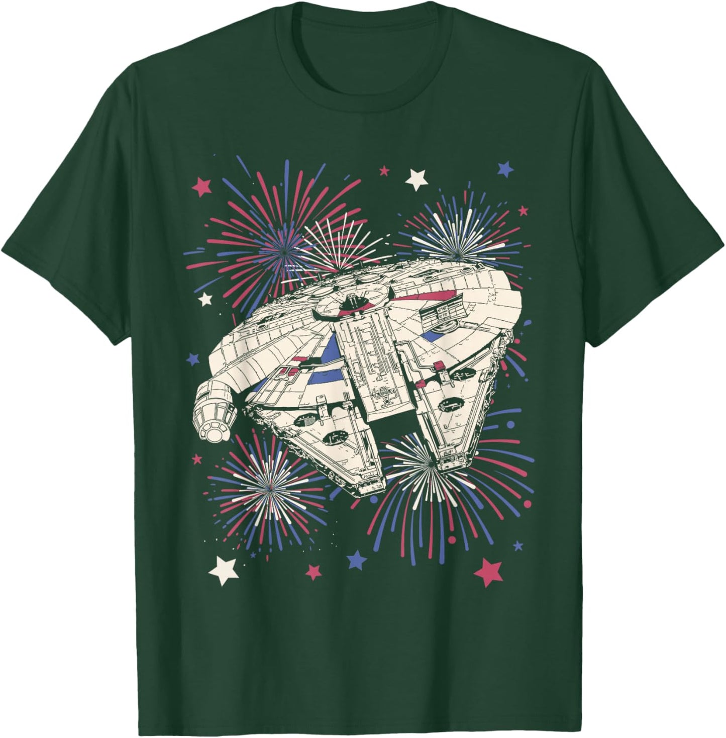 Star Wars 4th Of July Millennium Falcon Patriotic Fireworks T-Shirt - T-Shirt | Forest