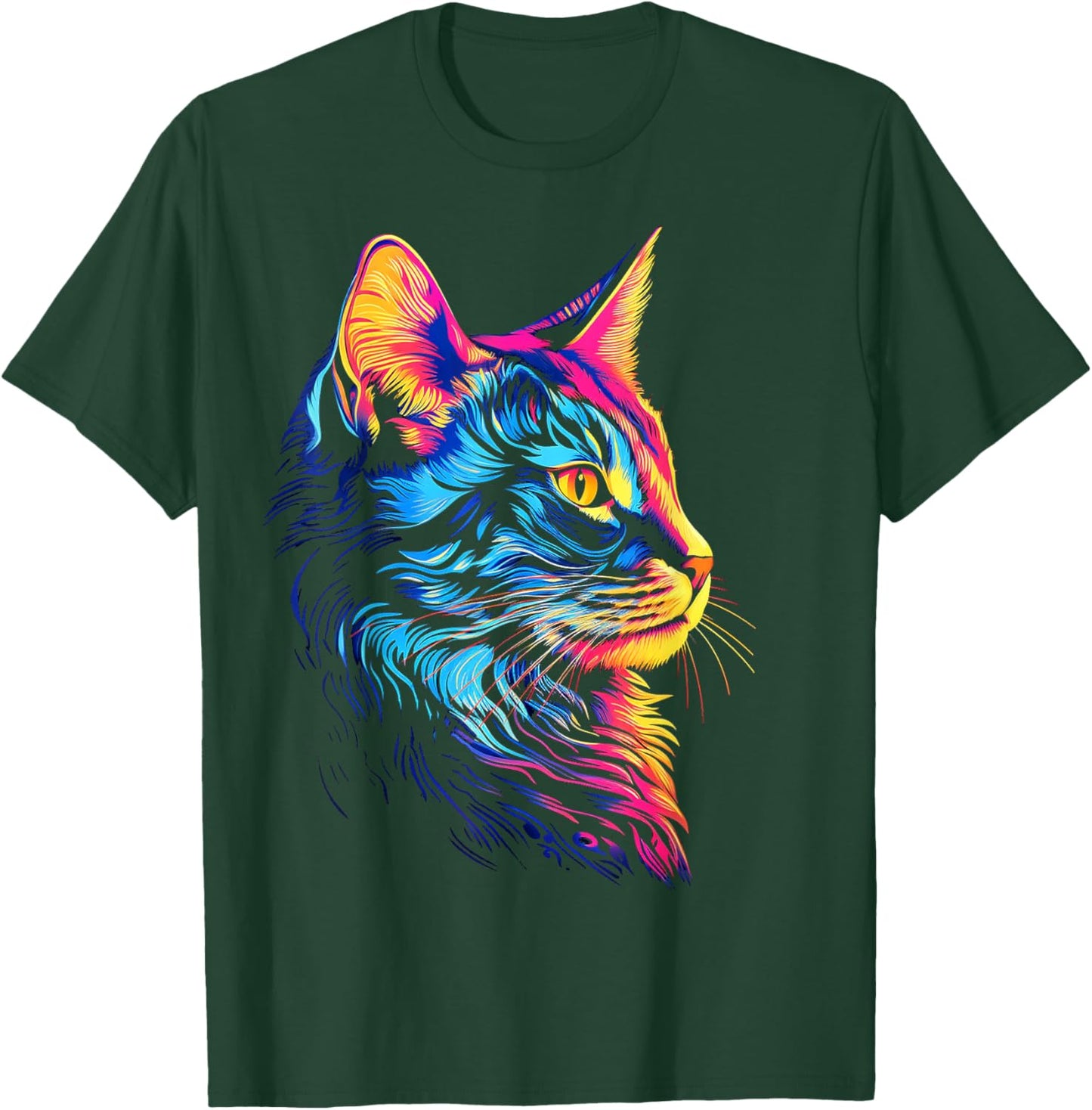 Cat Graphic Pet Art Cat T-Shirt - T-Shirt | Forest
