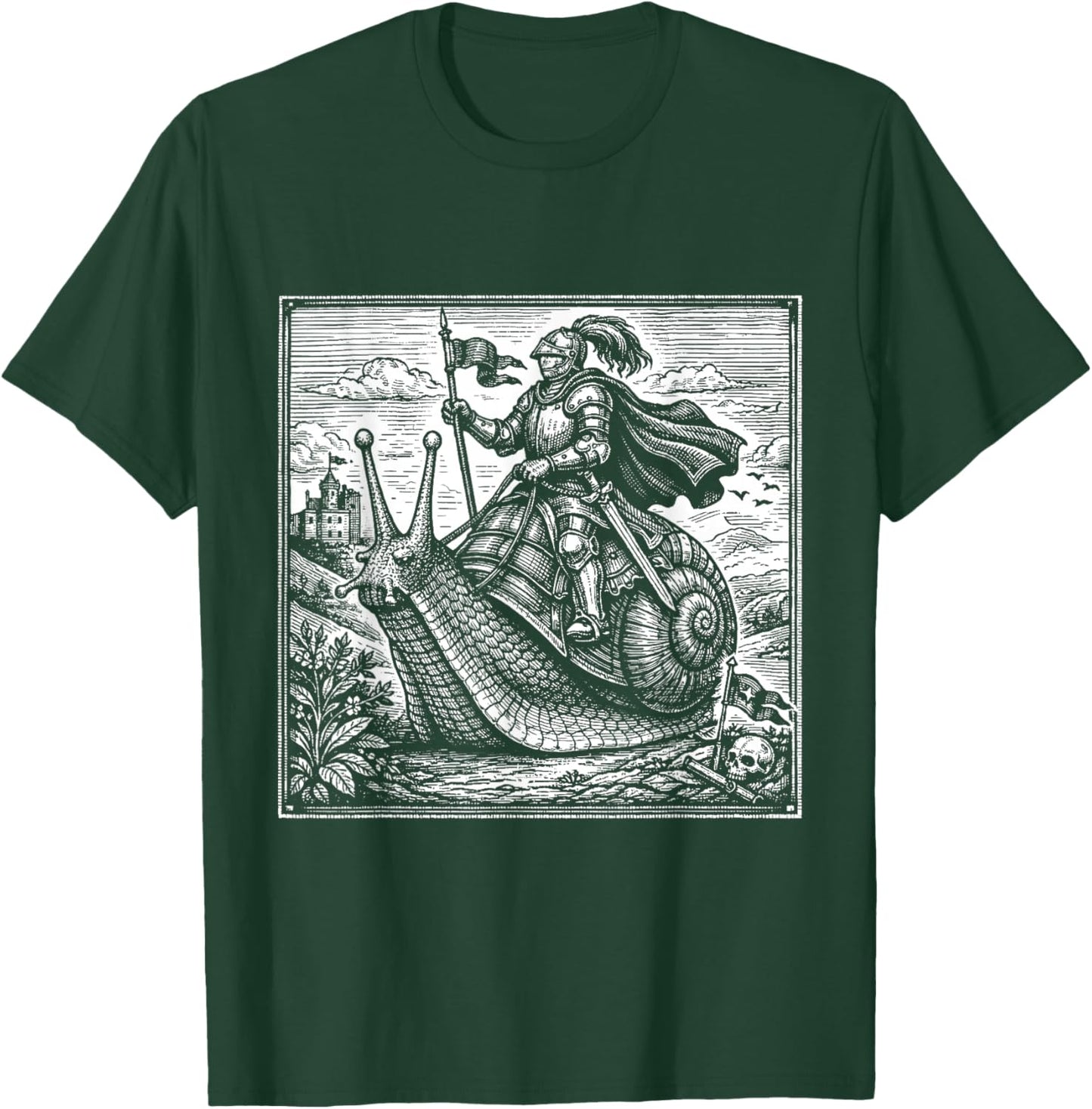 Funny Medieval Knight Snail Castlecore Fantasy Renaissance T-Shirt - T-Shirt | Forest