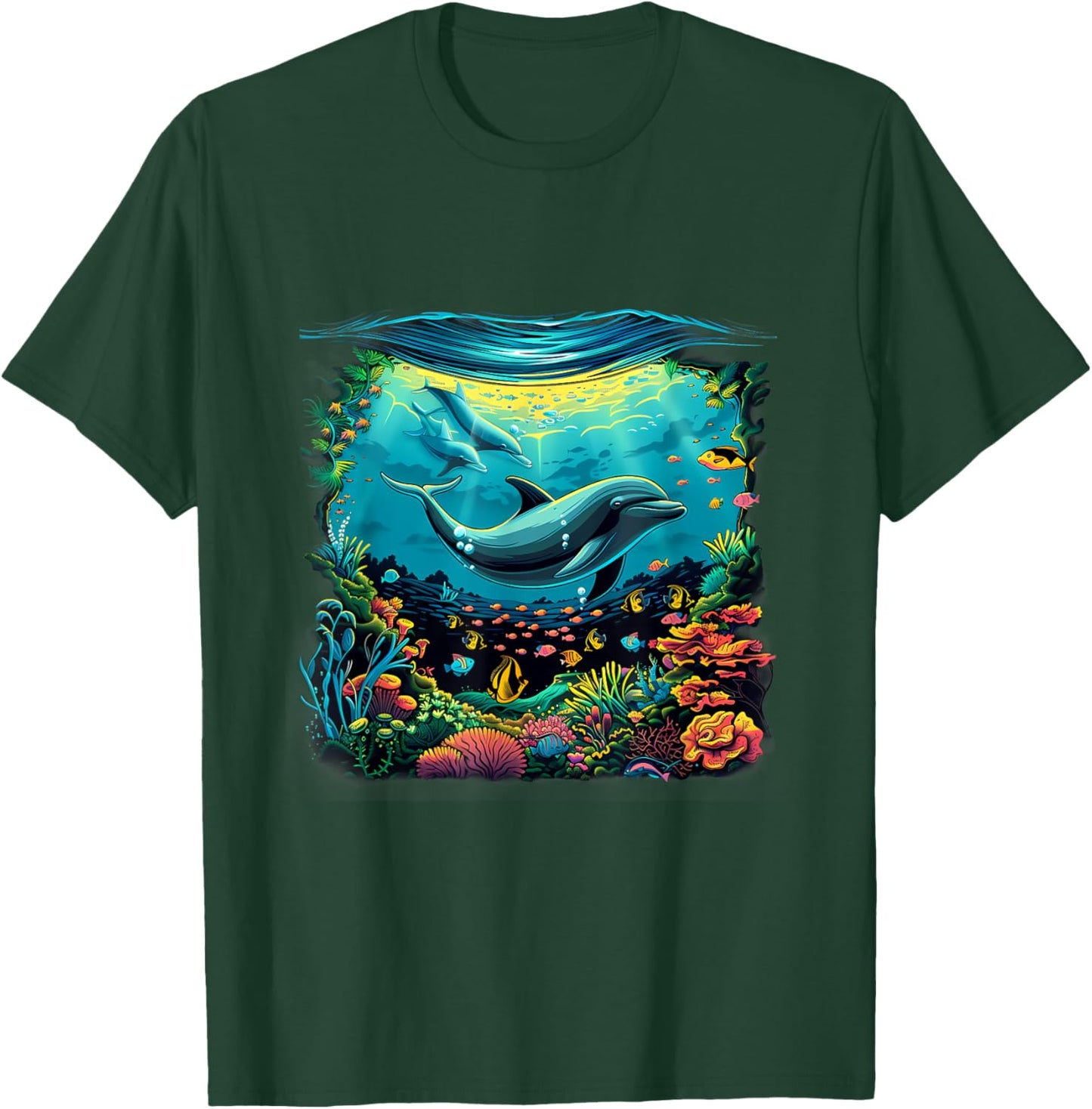 Dolphin Marine Motif Dolphin Lover Sea Ocean Animal T-Shirt - T-Shirt | Forest