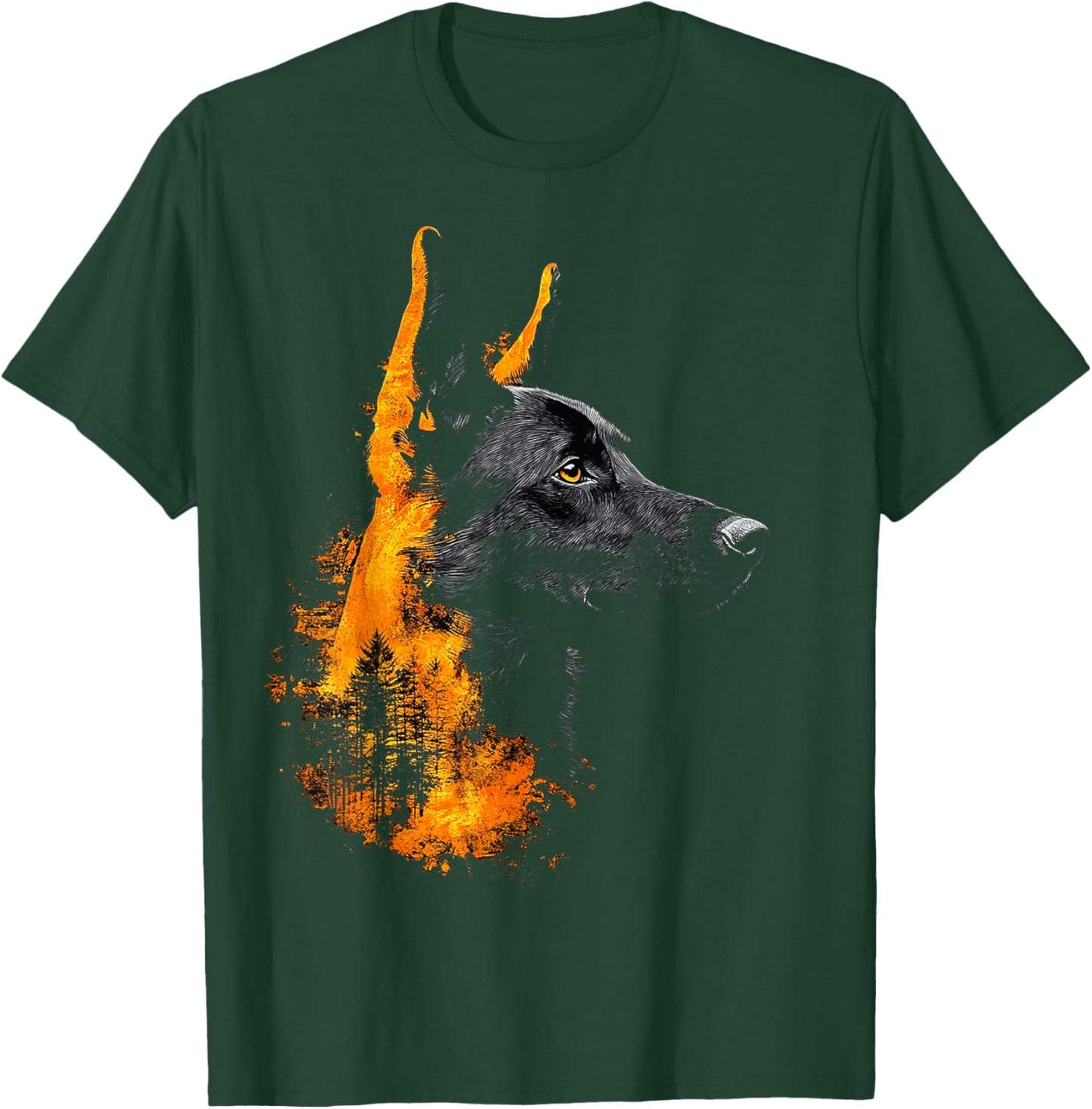 Belgian Malinois Dog Motif Pet Illustration Belgian Malinois T-Shirt - T-Shirt | Forest