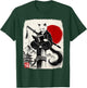 Ninja Cat Reading Book Lover Japanese Sumi-e Art T-Shirt - T-Shirt | Forest