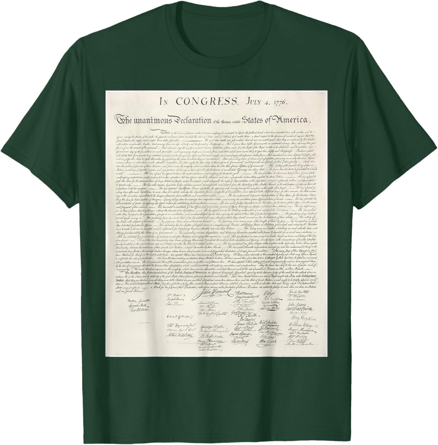 Declaration Of Independence Signatures T-Shirt - T-Shirt | Forest