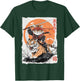 Ninja Cat Riding Tiger - Japanese Samurai Art Vintage Style Women Kids T-Shirt - T-Shirt | Forest