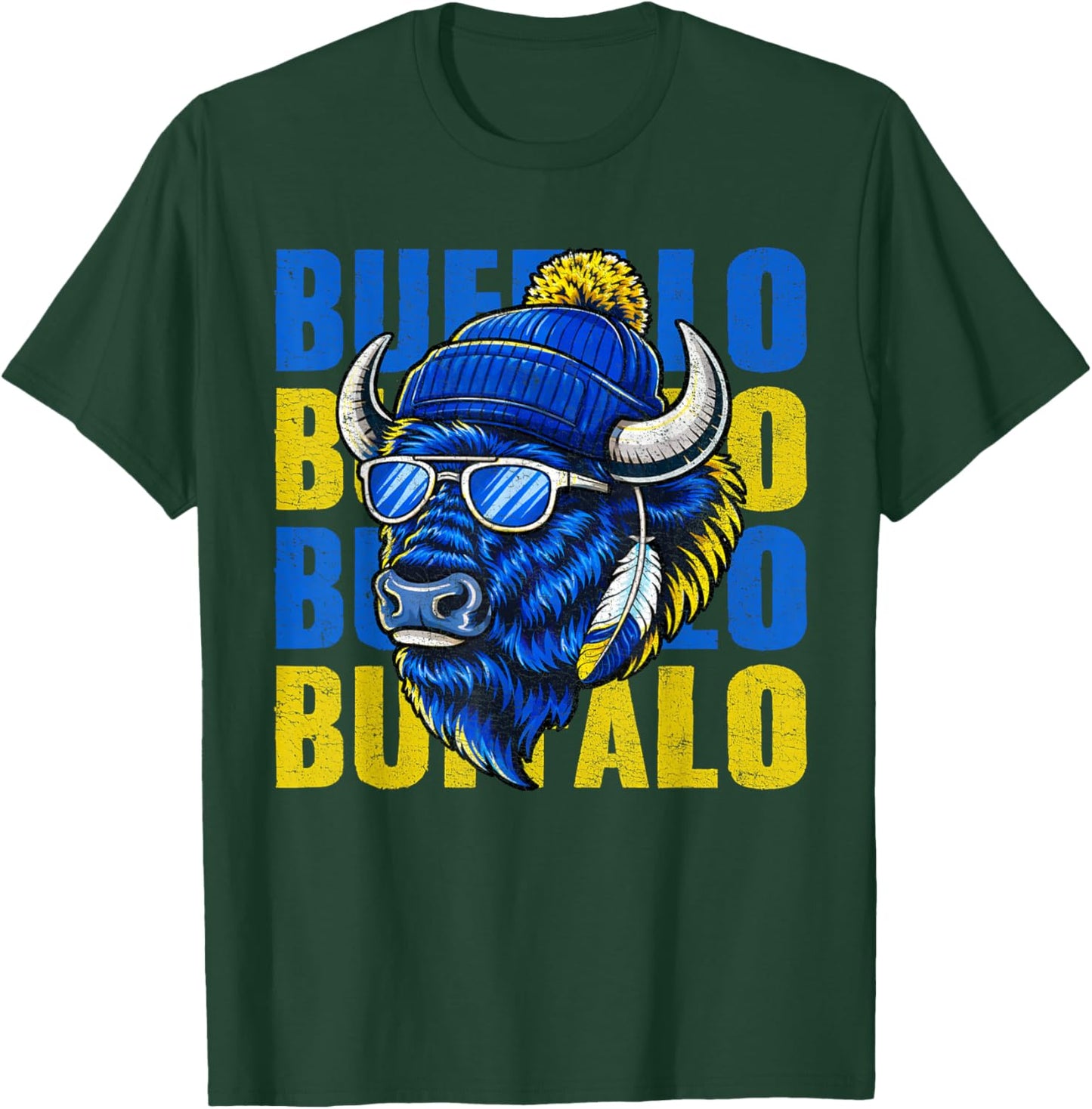 Cool Buffalo Wearing a Beanie and Sunglasses Women T-Shirt - T-Shirt | Forest