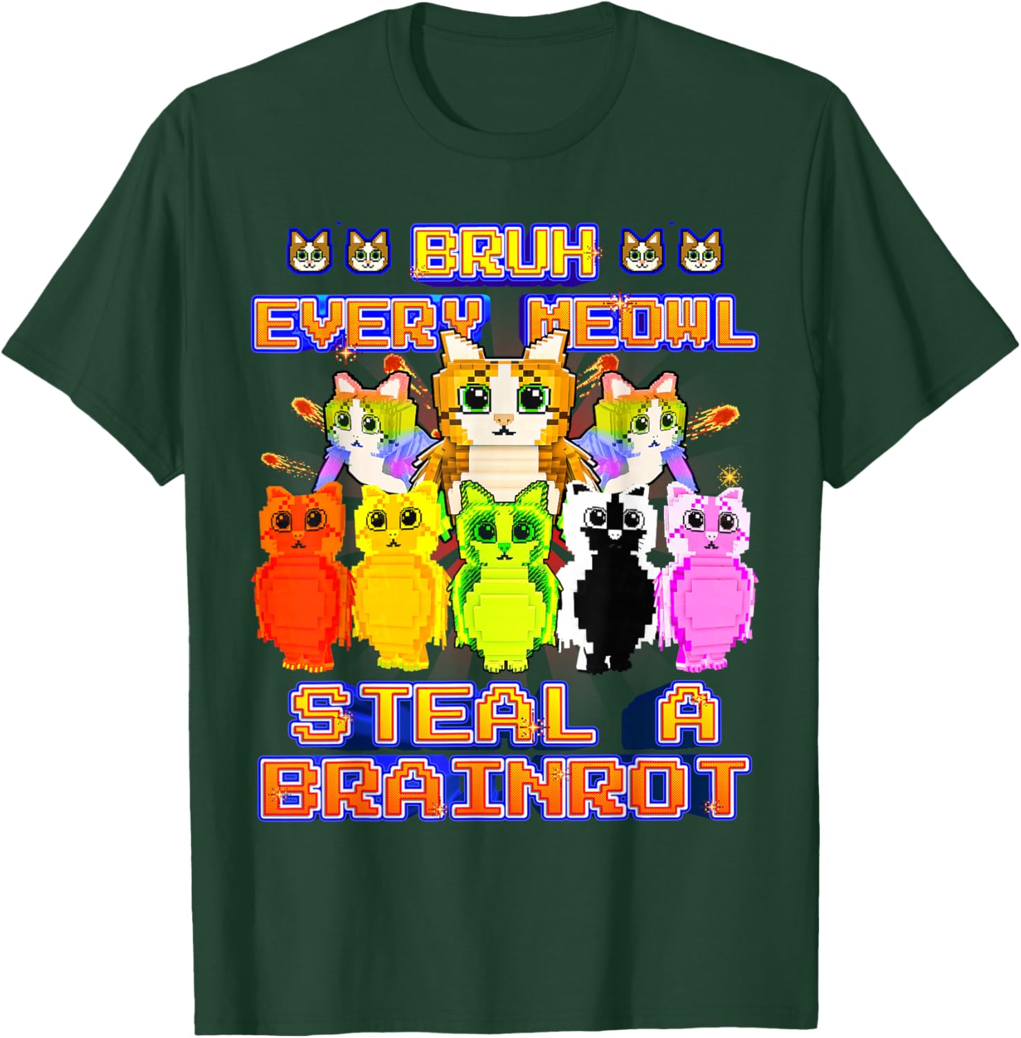 Bruh Every OG Meowl Brainrot for Boys Kids Teens T-Shirt - T-Shirt | Forest