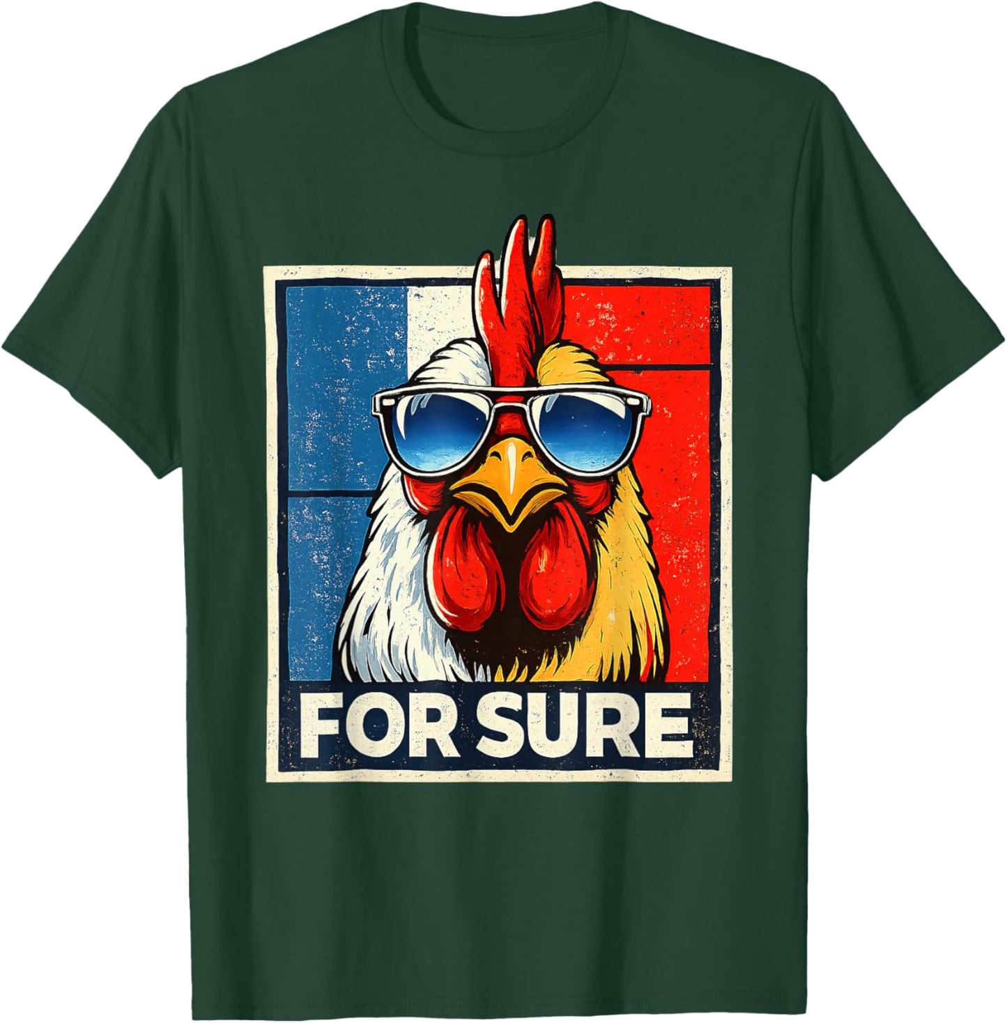 For Sure Coq French Glasses Parody Pop Art Vintage Meme T-Shirt - T-Shirt | Forest