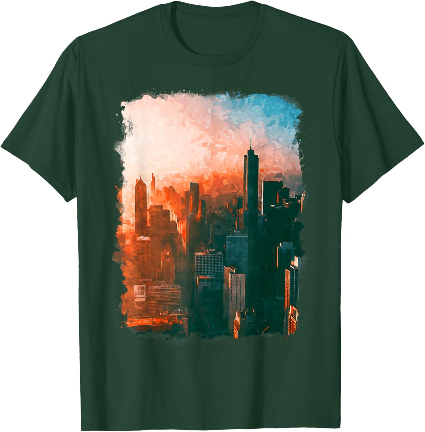 Chicago City Downtown Skyline Sunset Illinois Trip Souvenir T-Shirt - T-Shirt | Forest