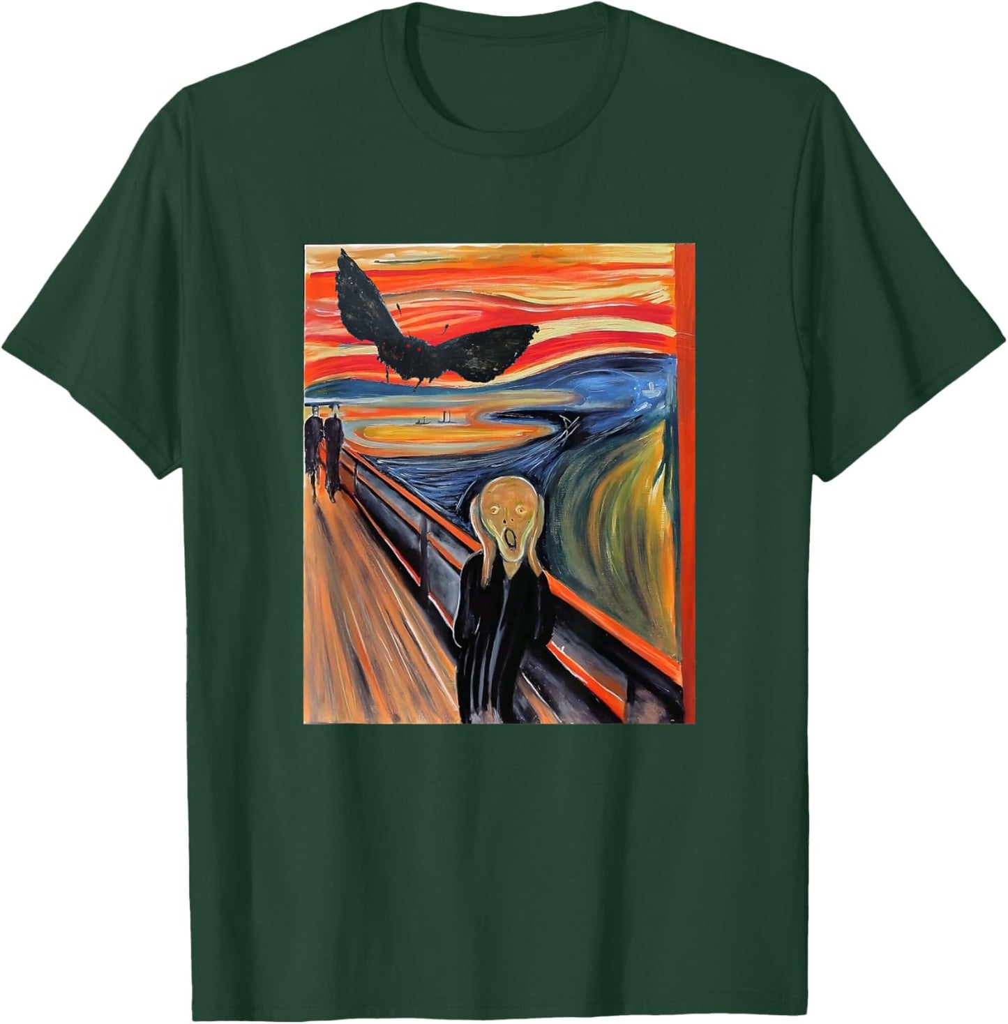 Mothman The Scream Mashup WV Cryptid Art T-Shirt - T-Shirt | Forest