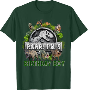 Kids 5 Year Old Shirt 5th Birthday Boy T Rex Dinosaur T-Shirt - T-Shirt | Forest