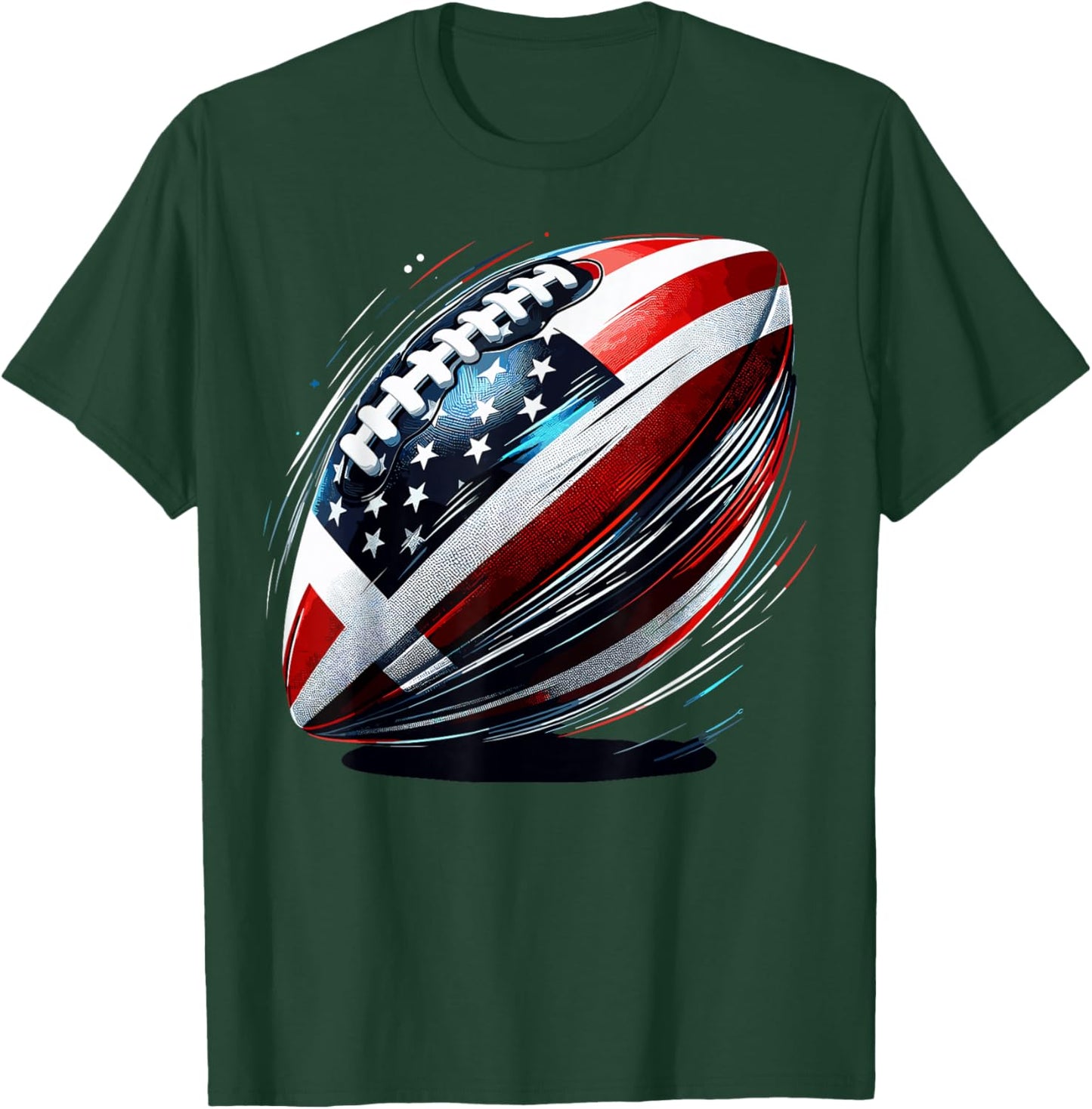 Football USA American Flag Colorful 4th of July Patriotic T-Shirt - T-Shirt | Forest