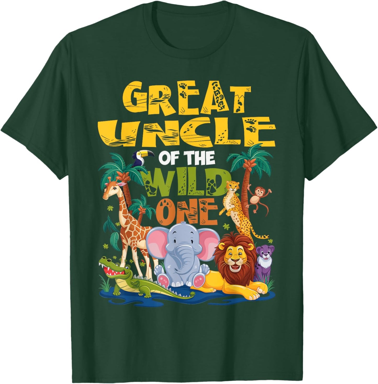 Great Uncle of the Wild One Birthday Safari Jungle Animal T-Shirt - T-Shirt | Forest
