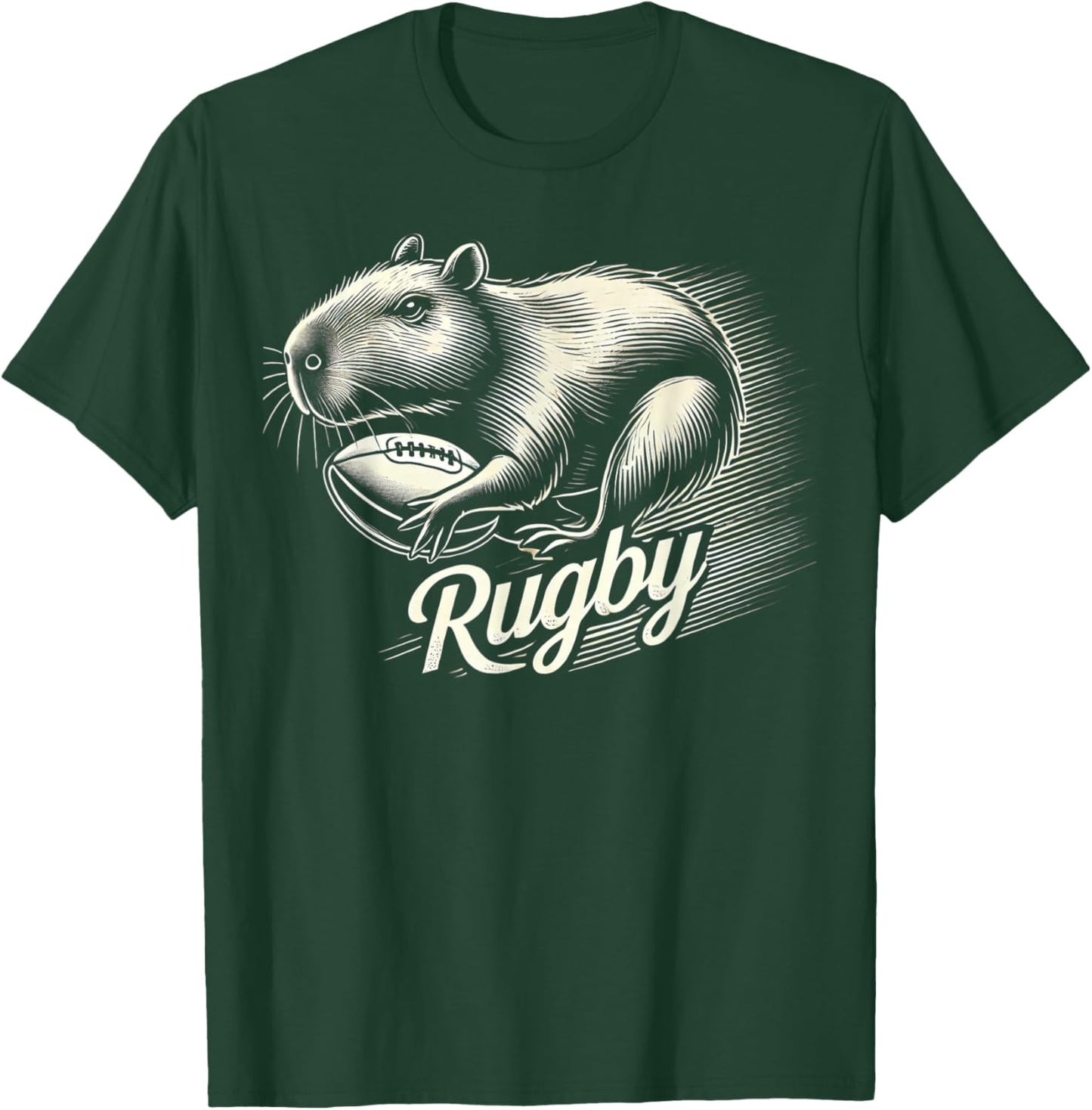 Capybara Rugby Sports Gifts Funny Rugby Player T-Shirt - T-Shirt | Forest