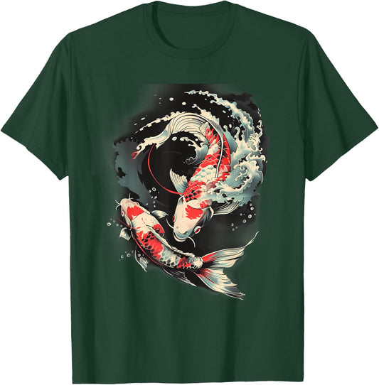 Koi Fish Japanese Koi Carp Fish Nishikigoi Fish Yin Yang T-Shirt - T-Shirt | Forest