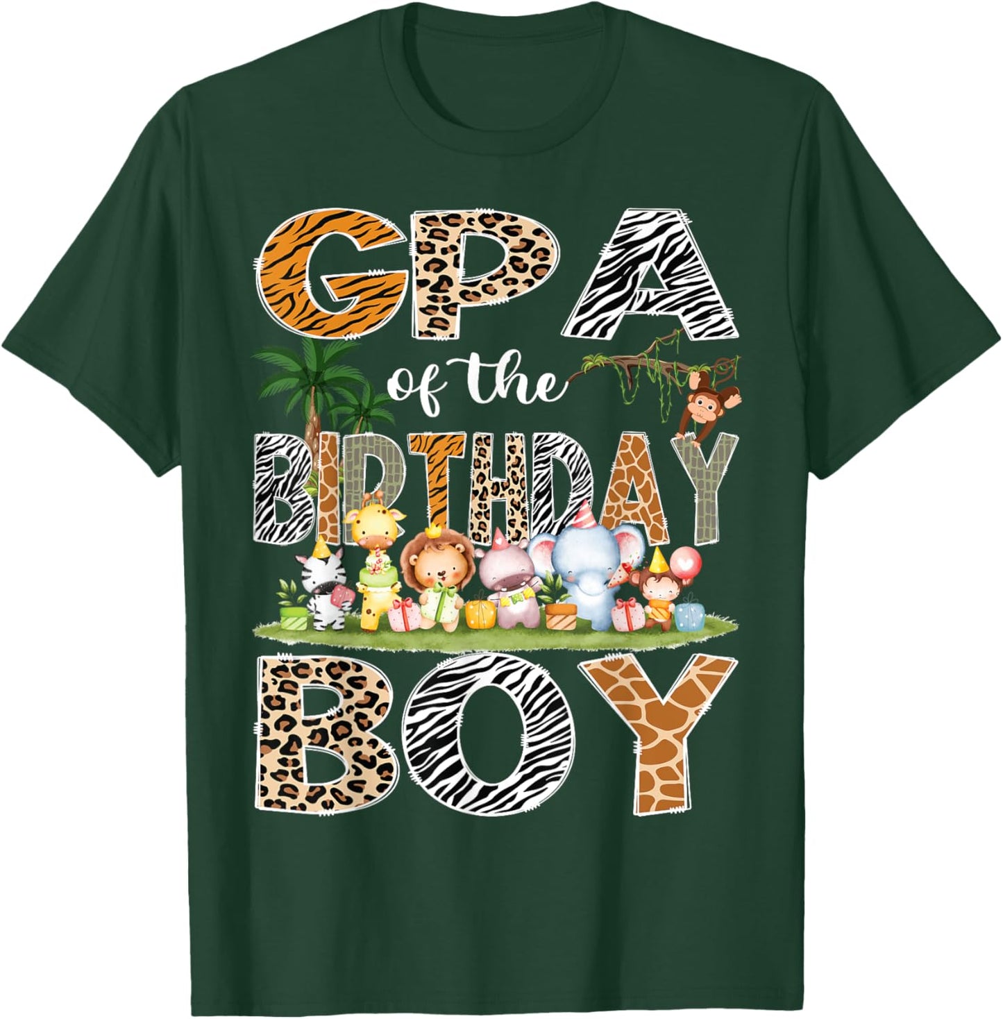 GPA Of The Birthday Boy Safari Jungle Animals Lover T-Shirt - T-Shirt | Forest