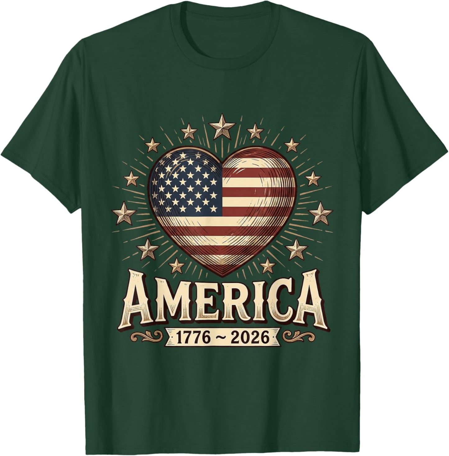 Vintage 250 Years Patriotic USA 250th Birthday 4th of July T-Shirt - T-Shirt | Forest