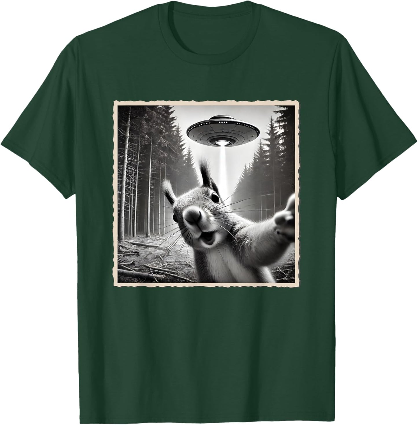Squirrel Selfie With UFO | Funny Squirrel T-Shirt - T-Shirt | Forest