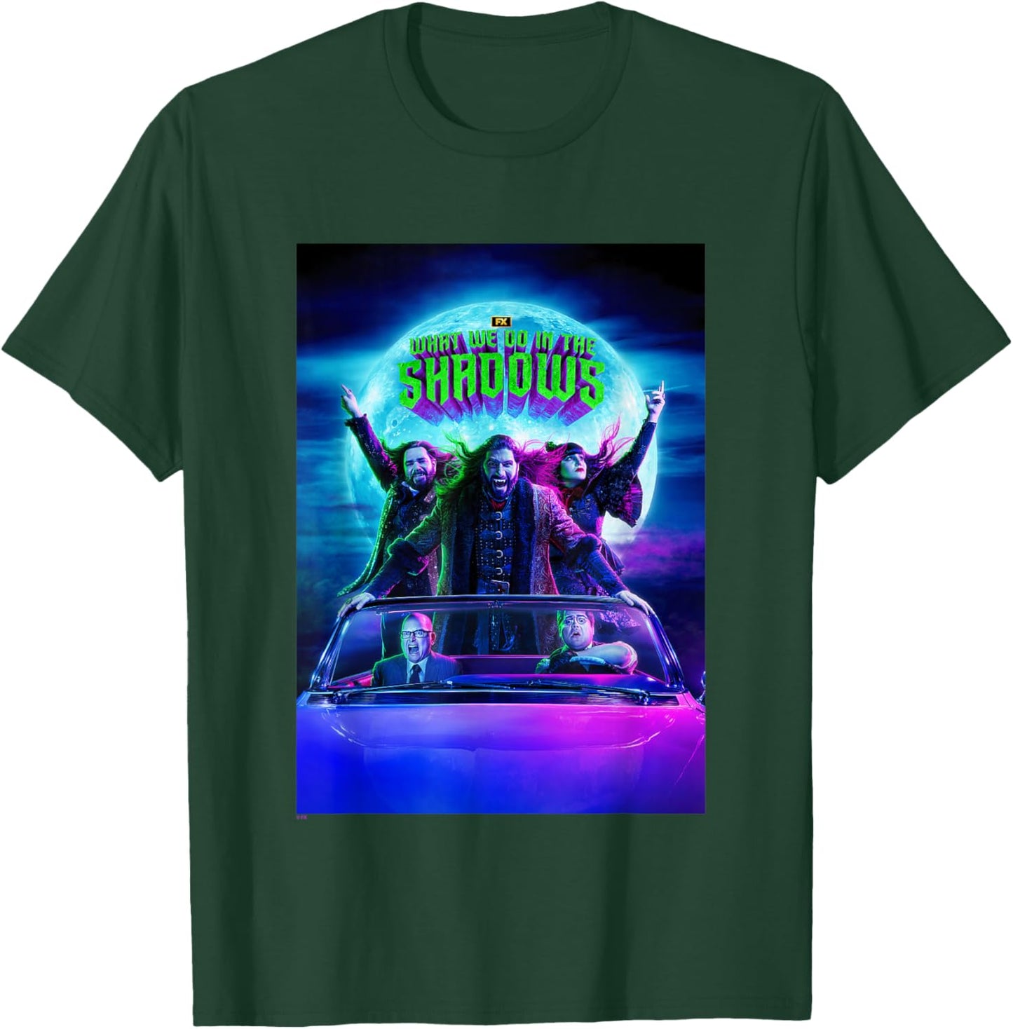 What We Do In The Shadows Iconic Group Shot Moon Poster T-Shirt - T-Shirt | Forest