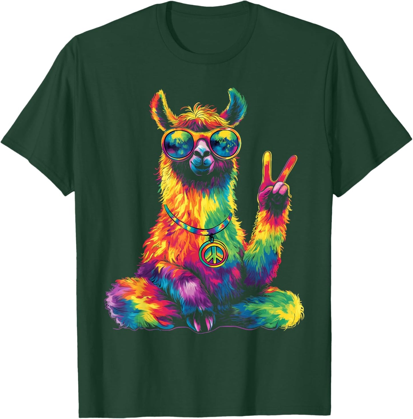 Hippie Peace Lama 70s Theme Party Costume , black, S T-Shirt - T-Shirt | Forest