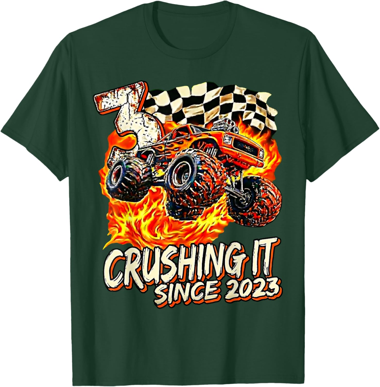 Birthday Monster Truck Boy 3 Year Old Crushing It Since 2023 T-Shirt - T-Shirt | Forest