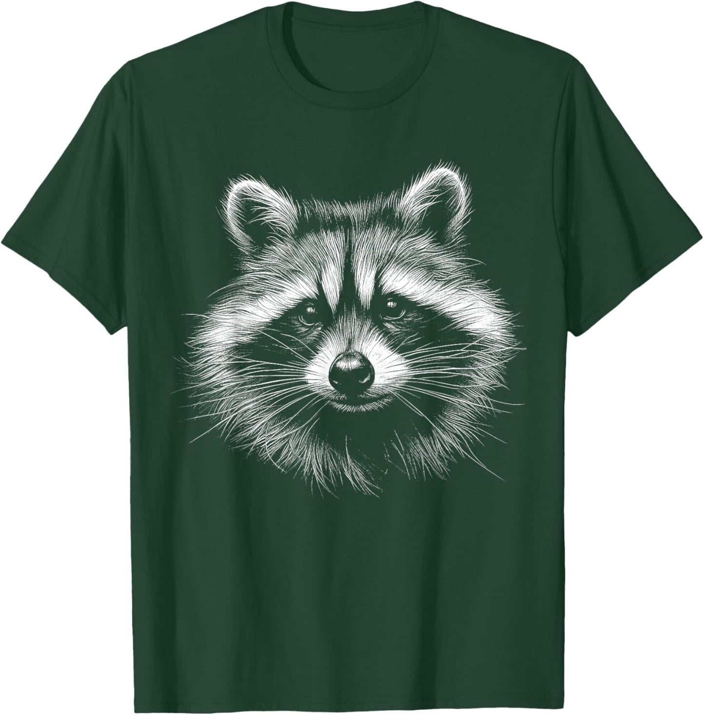 Adults Raccoon Lover Art Design , Black, Small, Short Sleeve, Classic Fit, Polyester 100% T-Shirt - T-Shirt | Forest