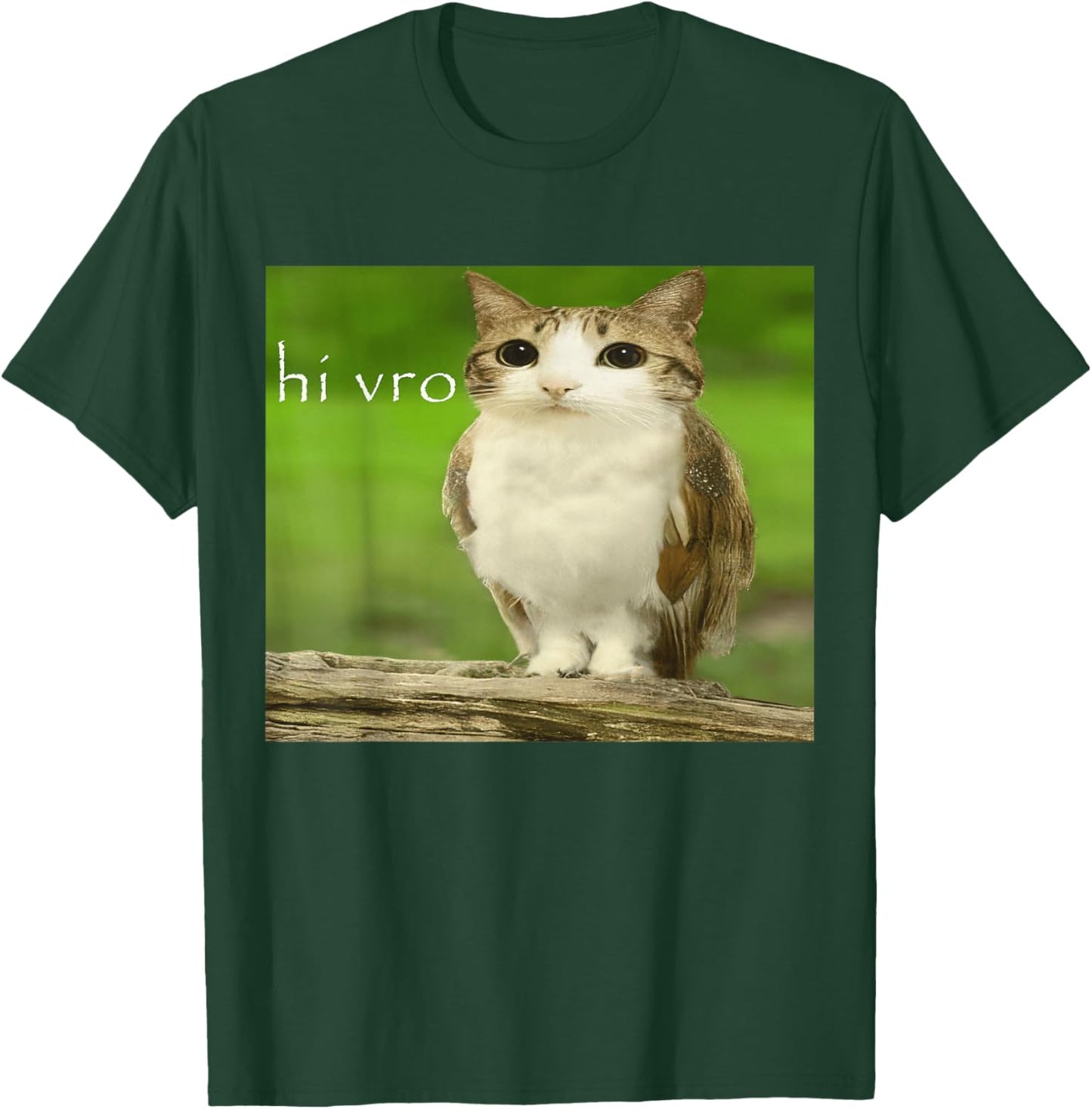 Cat Owl Funny Cursed Hello Bro Brain Red Meowl Hi Vro Meme T-Shirt - T-Shirt | Forest