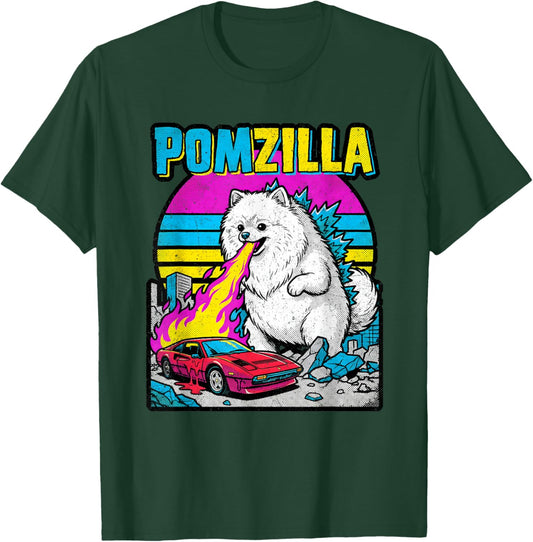 Retro Pomzilla für Männer Frauen Kinder Pomeranian Kleidung T-Shirt - T-Shirt | Forest