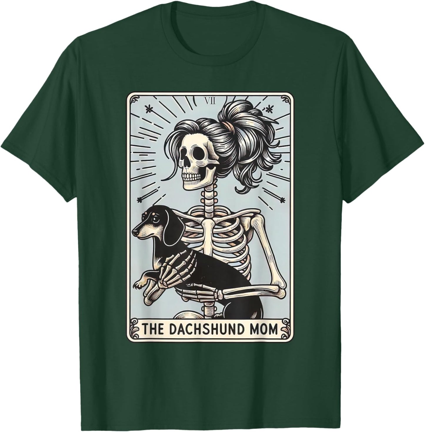 Dachshund Mom Tarot Card Halloween Skeleton Dog Witchy Vibes T-Shirt - T-Shirt | Forest