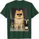 Pomeranian Drinking Champagne Funny Dog Meme Art Vintage T-Shirt - T-Shirt | Forest