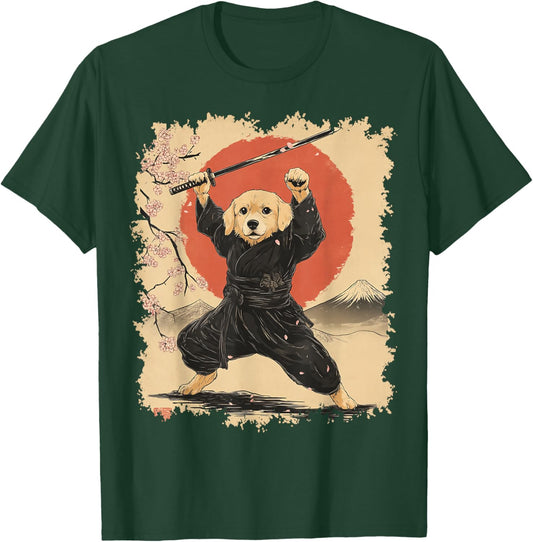 Golden Retriever Samurai T-Shirt - T-Shirt | Forest