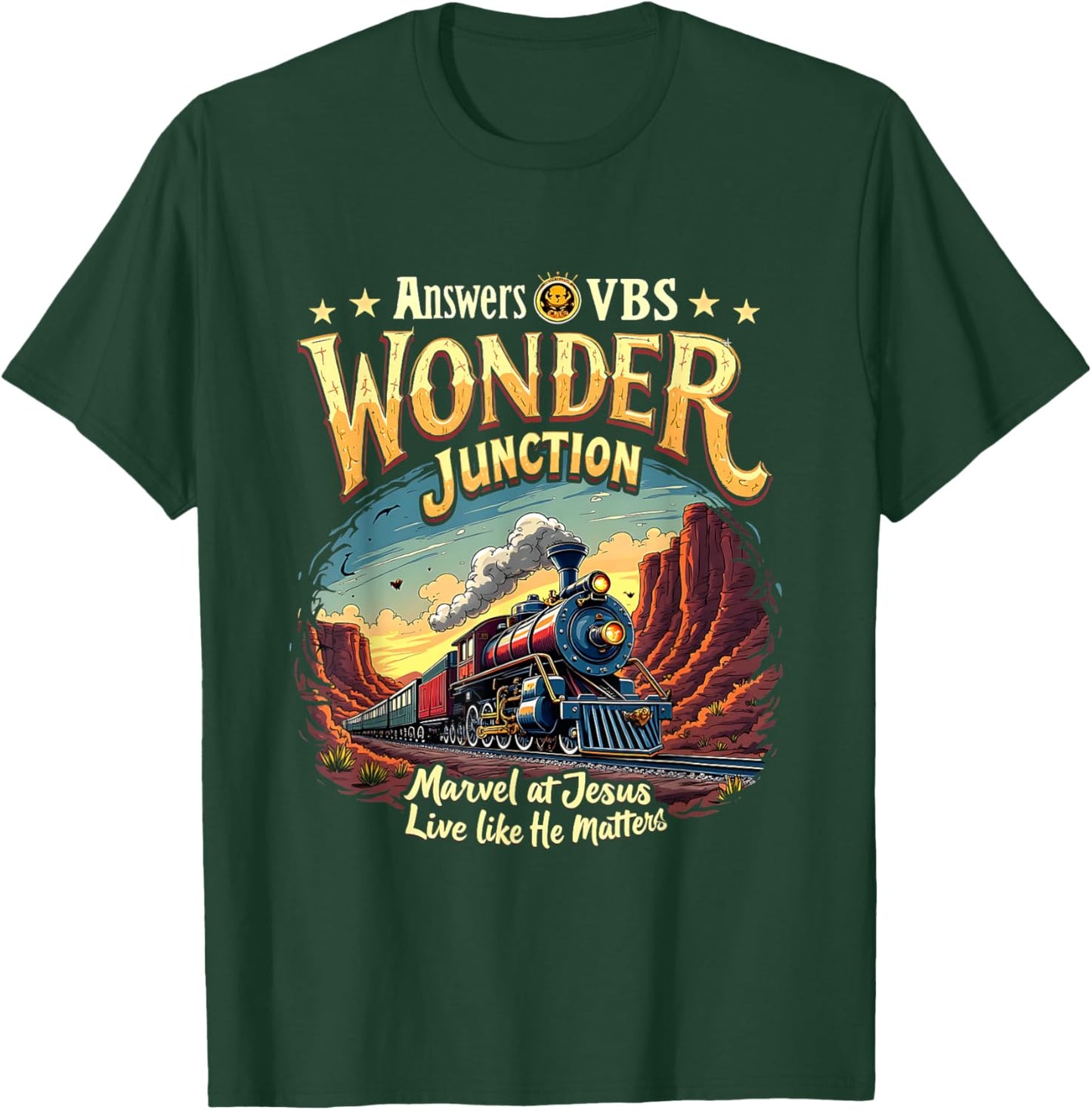 Vintage Wonder Junction VBS Train Theme Christian Costume T-Shirt - T-Shirt | Forest