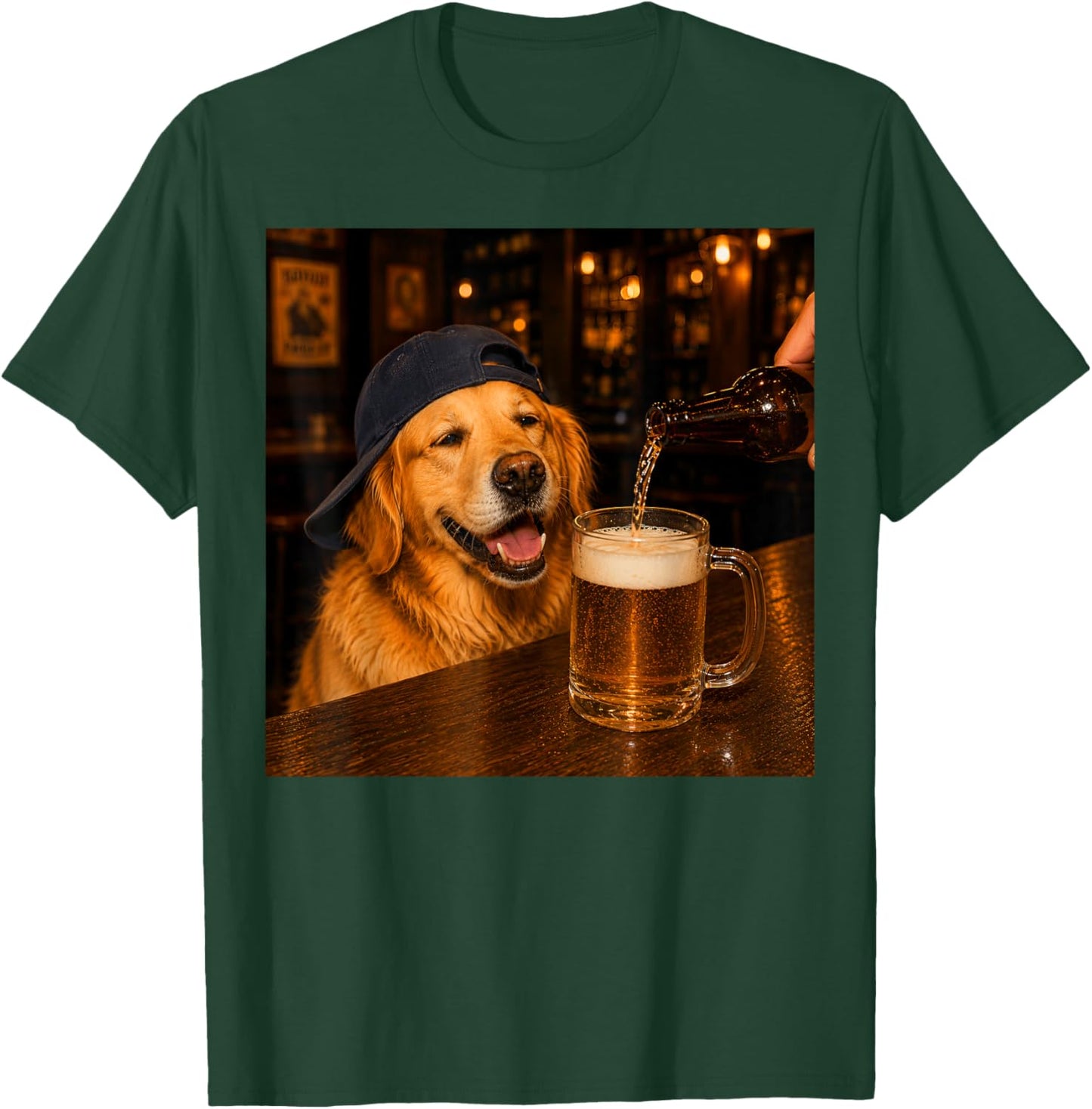Golden Retriever Drinking Beer, Dog Meme T-Shirt - T-Shirt | Forest