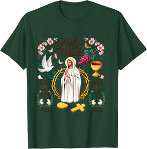 Semaine Sainte Dimanche de Pâques, He is Risen Croix de Pâques Chrétienne Manche Longue T-Shirt - T-Shirt | Forest