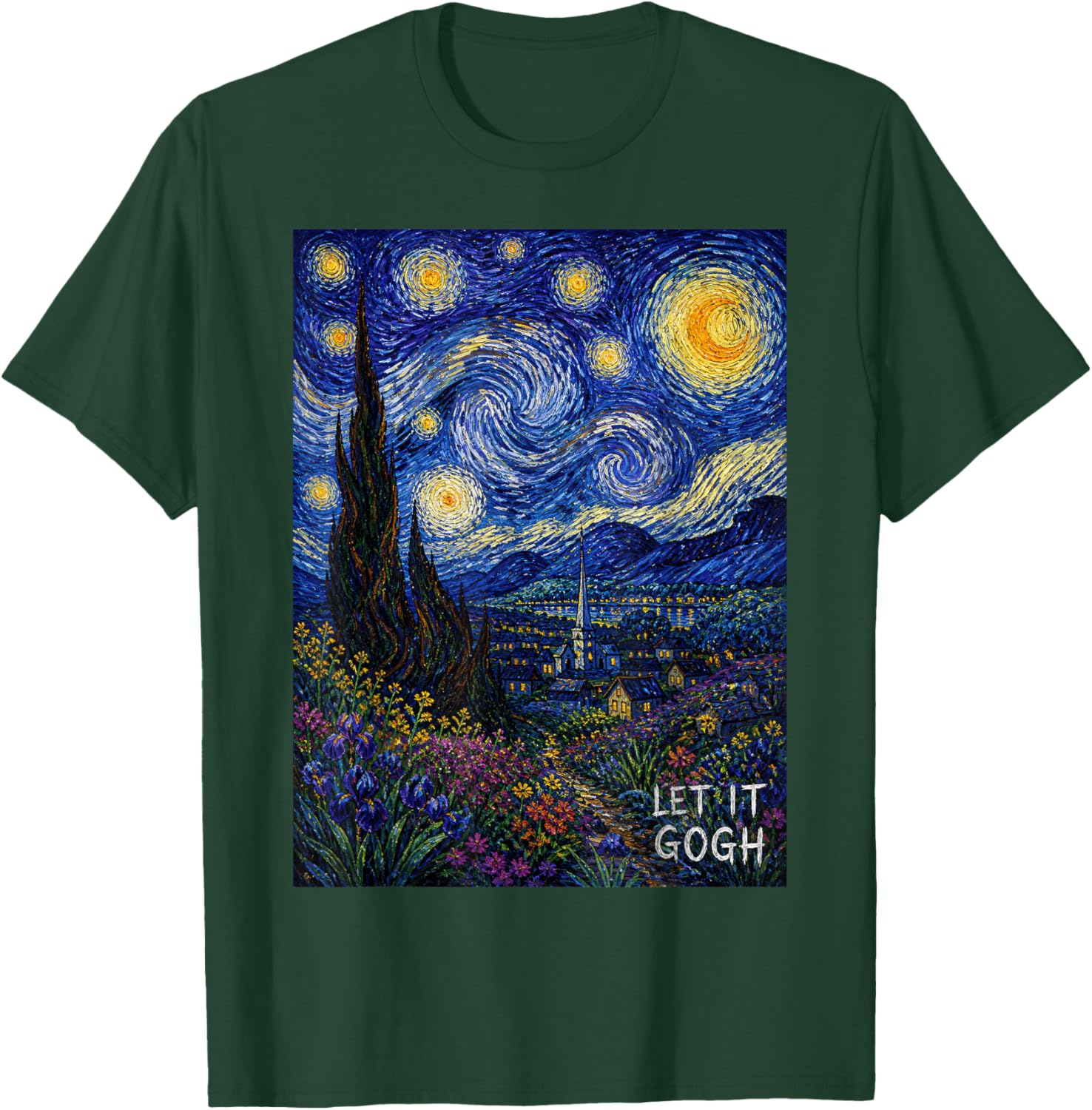 Let It Gogh T Starry Night Vincent Van Gogh T-Shirt - T-Shirt | Forest