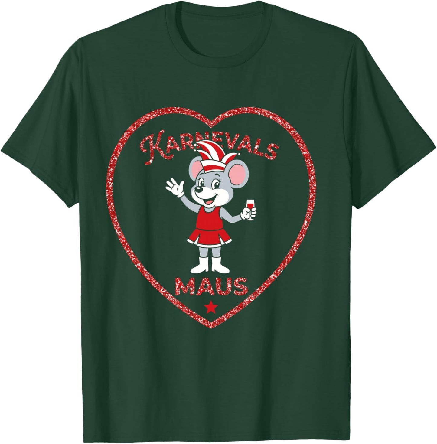 Carnival Mouse Heart Red White Cologne Carnival Women's Long-Sleeved Shirt T-Shirt - T-Shirt | Forest