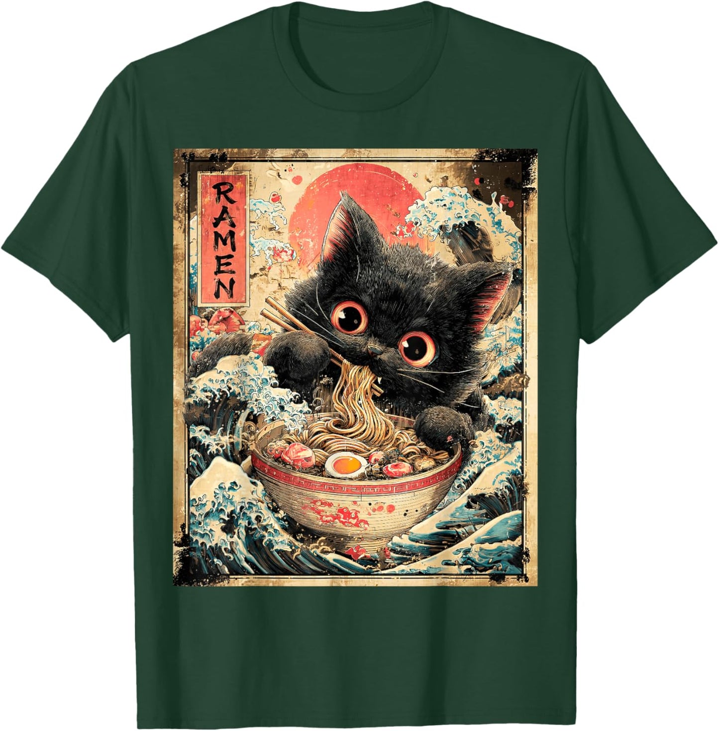 Funny Ramen Cat Noodle Lovers Anime Otaku T-Shirt - T-Shirt | Forest
