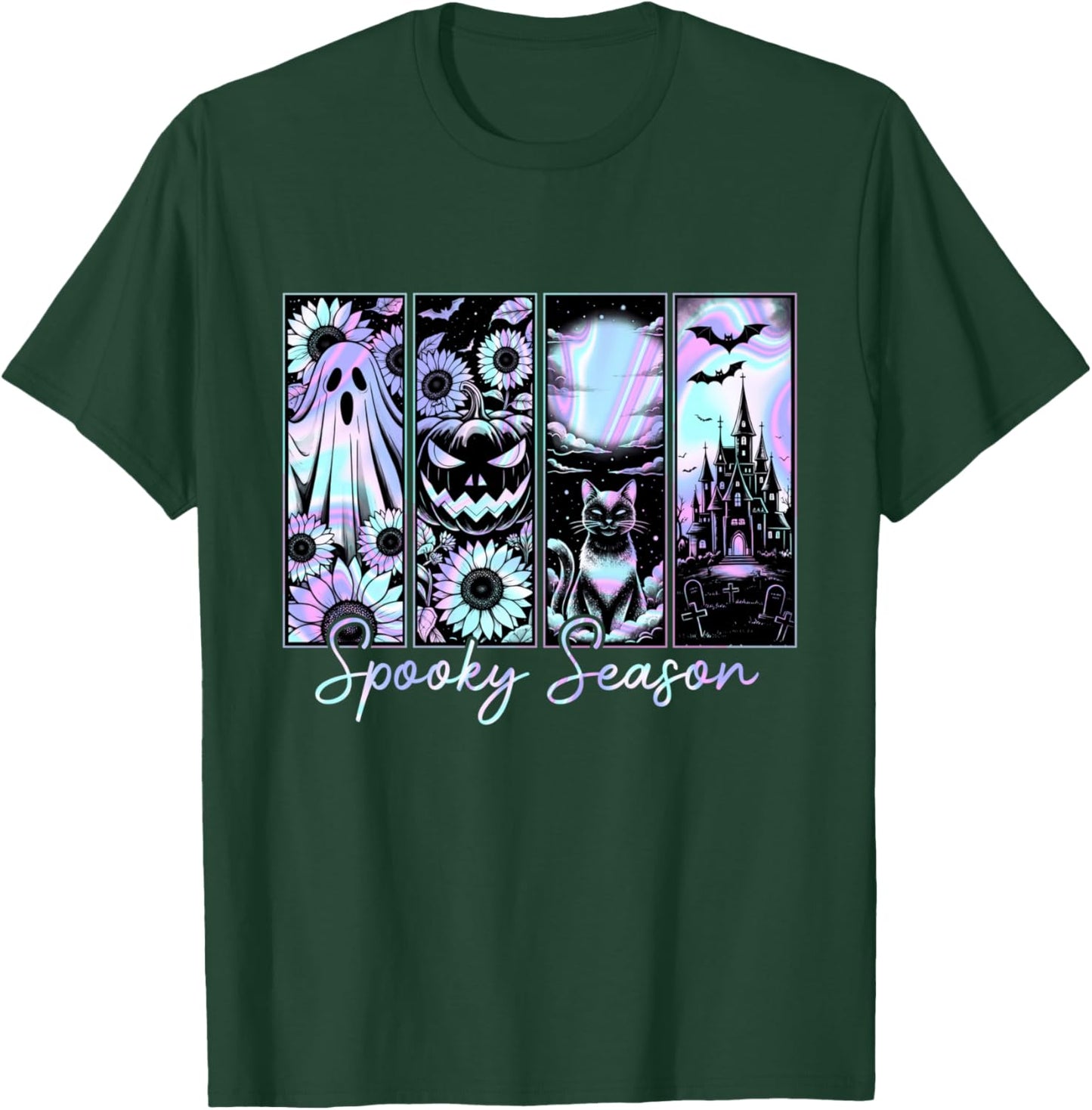 Spooky Season Halloween Ghost Pumpkin Black-Cats Horror T-Shirt - T-Shirt | Forest