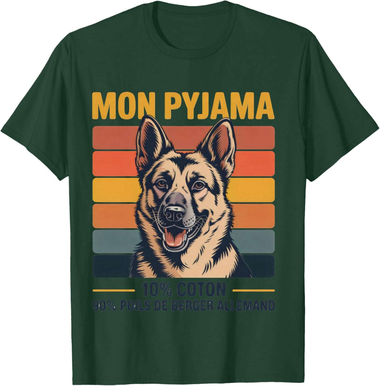 Humour Dog Gift Pyjamas Hairy German Shepherd Vintage T-Shirt - T-Shirt | Forest