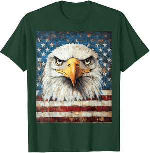 American Bald Eagle USA Flag Patriotic 4th of July Vintage T-Shirt - T-Shirt | Forest