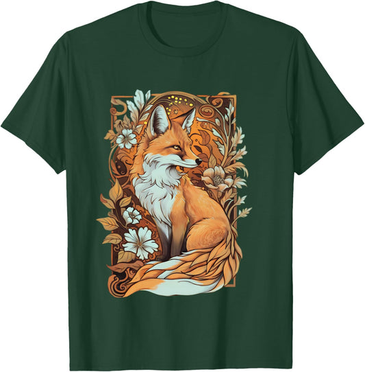 Adorable Cottagecore Aesthetic Cute Fox Lover Women Girl Fox T-Shirt - T-Shirt | Forest