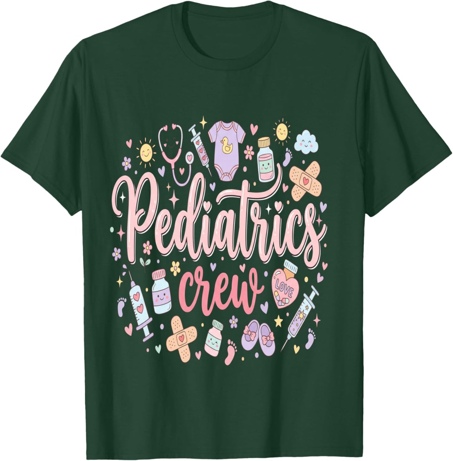 Nurses Heart Pediatric Valentines Peds Nurse Squad Nursing T-Shirt - T-Shirt | Forest