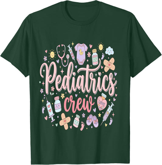Nurses Heart Pediatric Valentines Peds Nurse Squad Nursing T-Shirt - T-Shirt | Forest