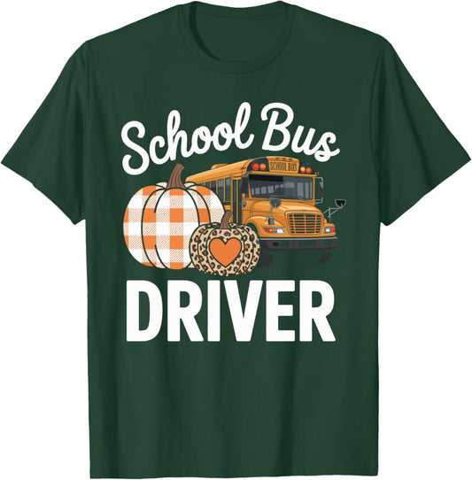 Fall School Bus Driver Thanksgiving Autumn T-Shirt - T-Shirt | Forest