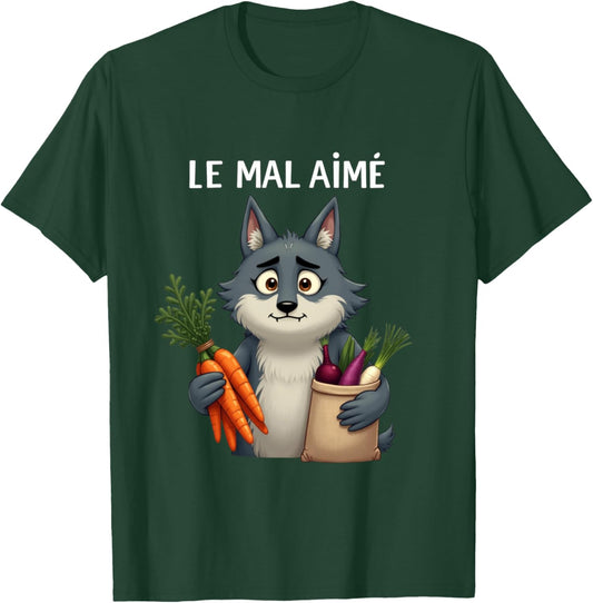 Evil Loved A Wolf Eating Vegetables to Have Friends T-Shirt - T-Shirt | Forest