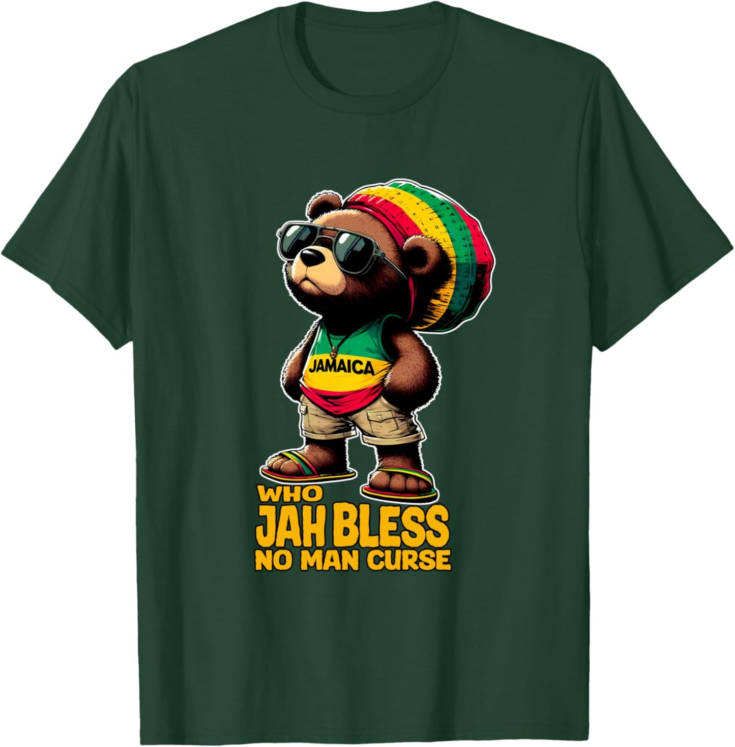 Jamaica Cute Rasta Bear Jah Bless Reggae Roots T-Shirt - T-Shirt | Forest