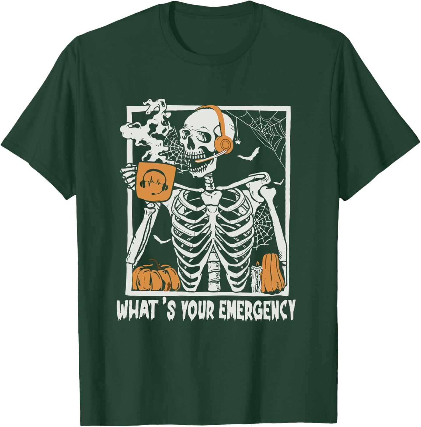 What's Your Emergency Halloween Skeleton 911 Dispatcher T-Shirt - T-Shirt | Forest