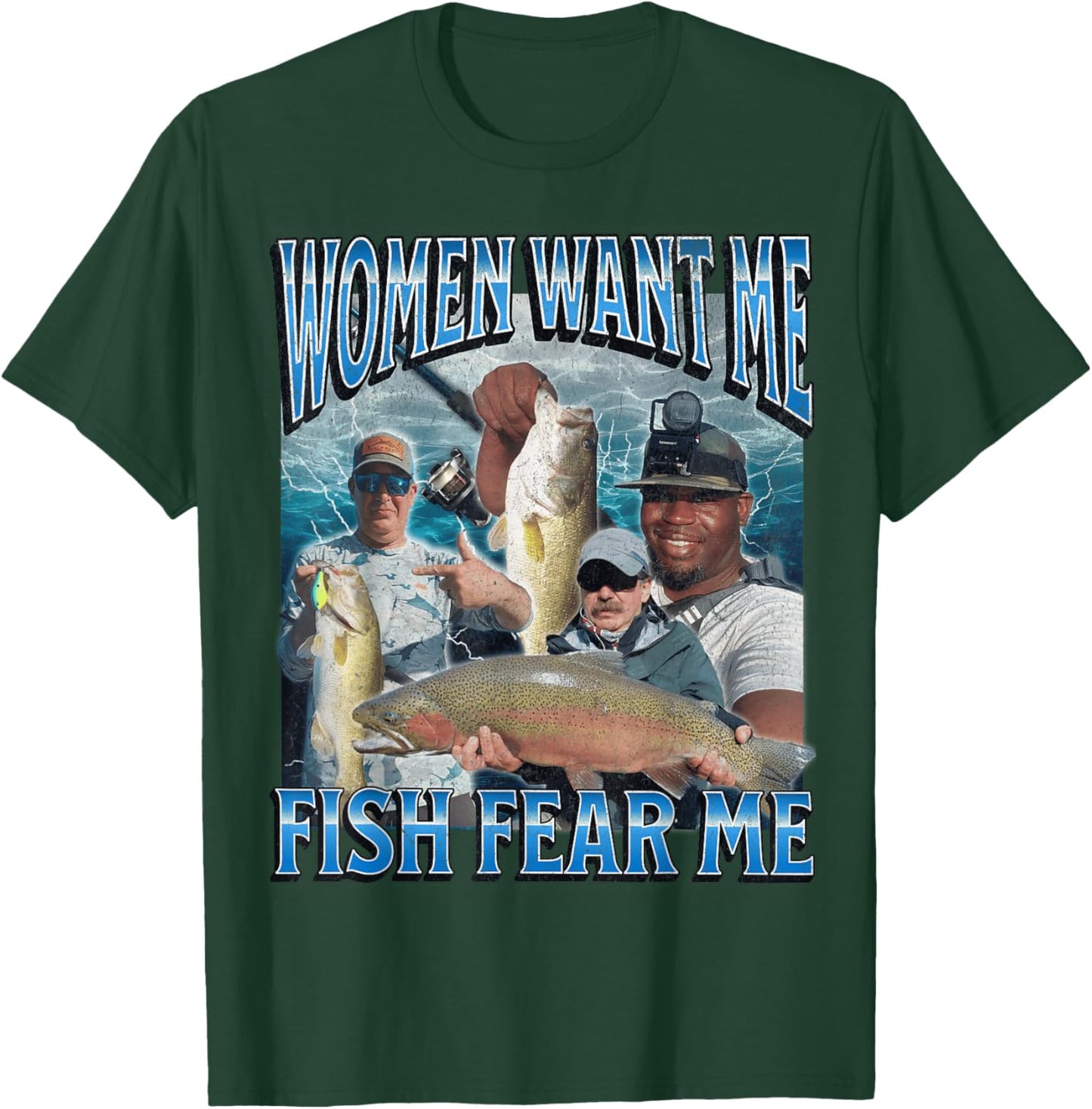 MildlyPerturbed Women's Fishing - Black, Small - Short Sleeve, Classic Fit - Funny Retro Graphic - Adults, Fishing Enthusiasts, Gift Shoppers T-Shirt - T-Shirt | Forest